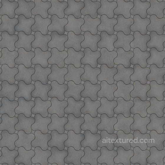 Fidget Shaped gray Pavement Tiles | Free PBR Tile texture preview
