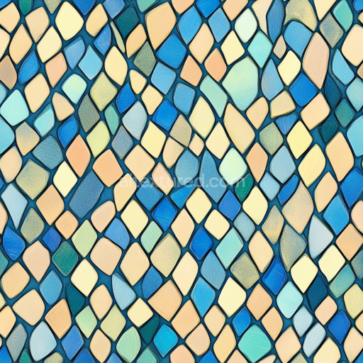 Seamless 3D Mosaic PBR Texture Featuring Blue and Beige Artistic Tile Pattern texture preview