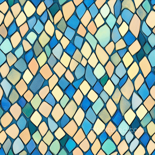 Mosaic PBR Texture Featuring Blue and Beige Artistic Tile Pattern seamless Mosaic PBR texture