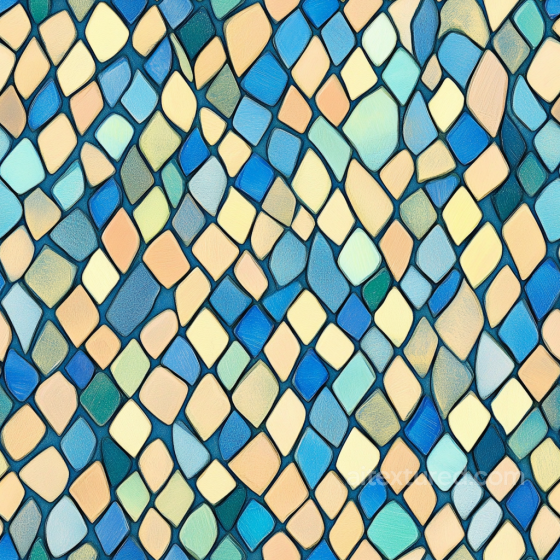 Mosaic PBR Texture Featuring Blue and Beige Artistic Tile Pattern Mosaic texture preview