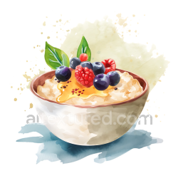 seamless Breakfast Oatmeal Bowl with Mixed Berries and Honey Illustration texture 8k free download PBR