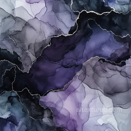 Alcohol Ink PBR Texture with Deep Purple and Black Fluid Swirls texture preview