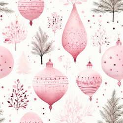 seamless Seamless 3D PBR Texture Featuring Pink Christmas Ornaments and Delicate Foliage texture 8k free download PBR