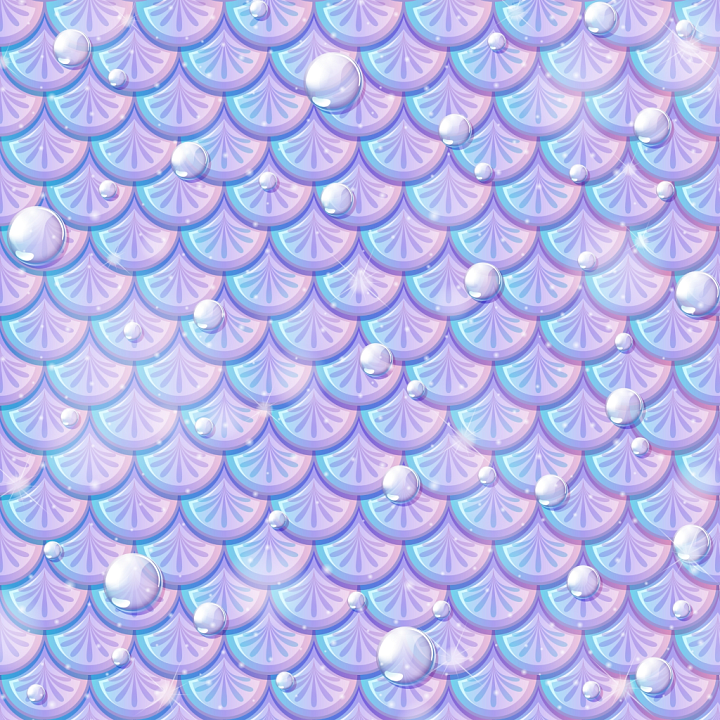 Mermaid Scale with Iridescent Pastel Pattern and Glossy Droplets seamless PBR texture preview