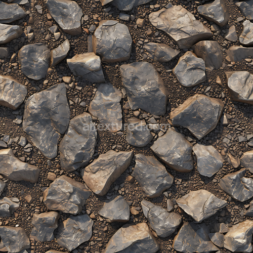 Seamless 3D Stone PBR Texture Featuring Large Weathered Rocky Ground with Earthy Pebbles