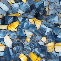 seamless Seamless 3D Blue and Yellow Mosaic Marble PBR Texture with Polished Stone Slabs texture 8k free download PBR