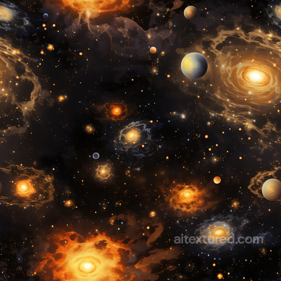 Space PBR Texture Featuring Glowing Nebula Clouds and Planets Star, space, planets texture preview