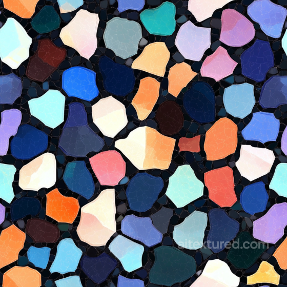 Mosaic PBR Texture with Colorful Irregular Glossy Stone Tiles Mosaic texture preview