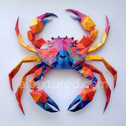 seamless Seamless 3D PBR Texture of Vibrant Origami Crab with Geometric Facets texture 8k free download PBR