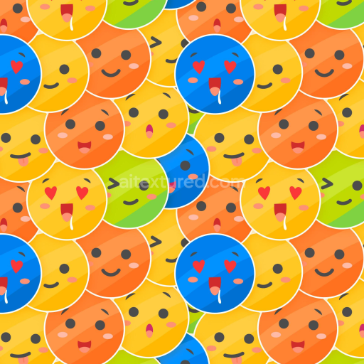 Seamless 3D PBR Texture Featuring Colorful Happy Face Pattern