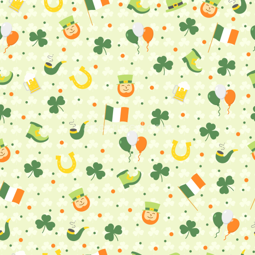 Seamless 3D PBR Digital Paper Texture with St Patrick Icons and Patterns