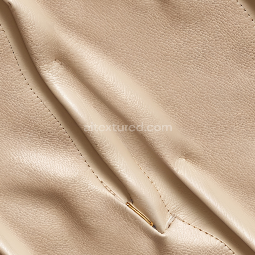 Seamless 3D Pebbled Light Beige Leather PBR Texture with Stitched Detailing