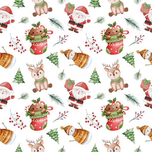 Pattern Bundle - Seamless 3D PBR Pattern Texture Featuring Cute Christmas Characters and Festive Motifs texture preview