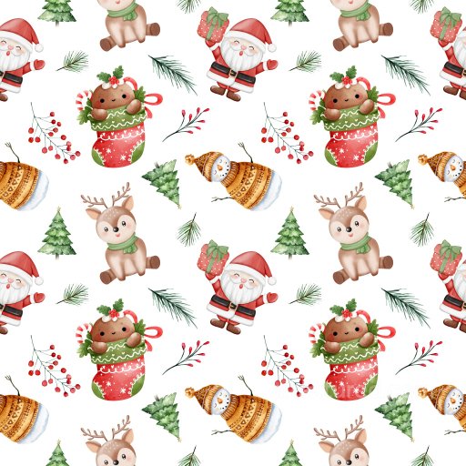 Pattern Texture Featuring Cute Christmas Characters and Festive Motifs seamless Pattern Bundle PBR texture