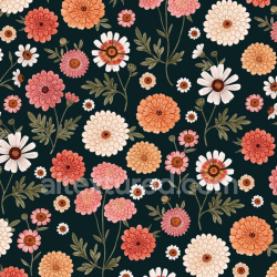 seamless Seamless 3D PBR Embroidered Floral Fabric Texture with Warm Orange, Pink, and Cream Flowers texture 8k free download PBR