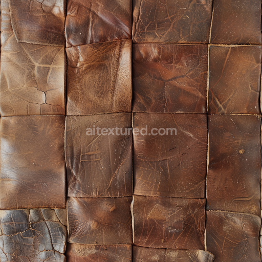 Seamless 3D PBR Texture of Aged Distressed Brown Leather Patchwork