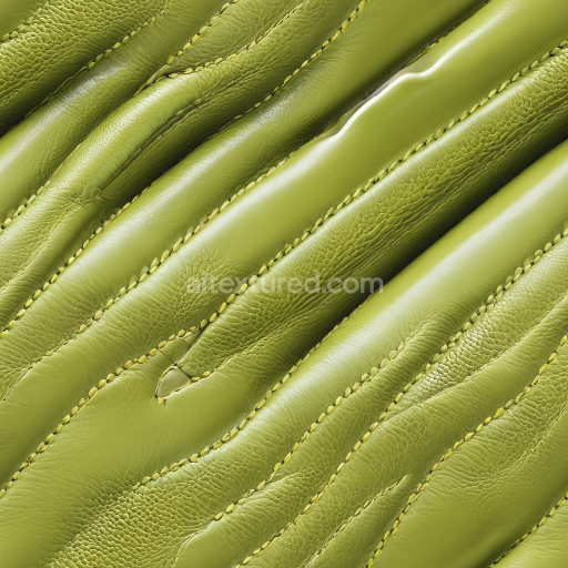 Seamless 3D Quilted Olive Green Leather PBR Texture with Fine Grain and Glossy Finish
