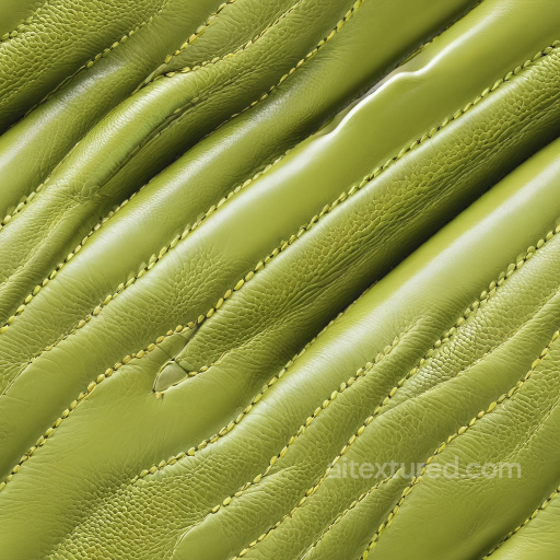 Quilted Olive Green Leather PBR Texture with Fine Grain and Glossy Finish seamless Leather PBR texture