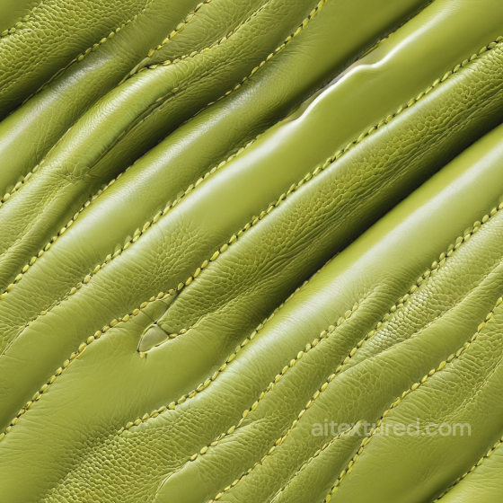 Quilted Olive Green Leather PBR Texture with Fine Grain and Glossy Finish Leather texture preview