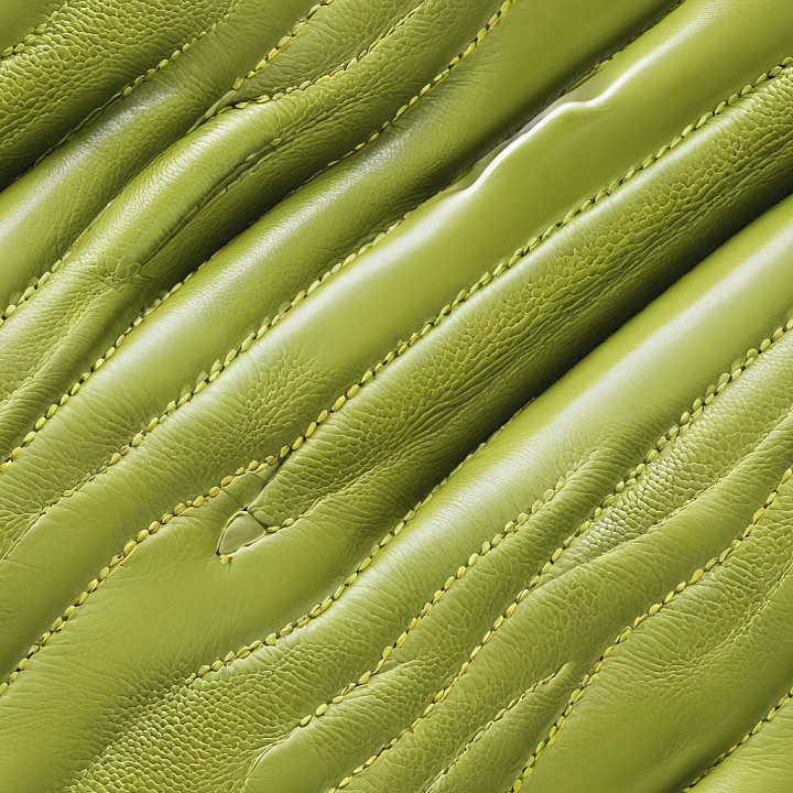 Quilted Olive Green Leather with Fine Grain and Glossy Finish seamless PBR texture preview