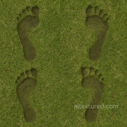 Wet Grass With Footprint Moisture And Shallow Human Footprints seamless Footprints PBR texture
