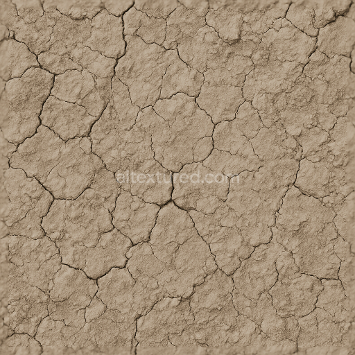 Seamless 3d texture pbr 8k of compacted soil with dry mud cracks