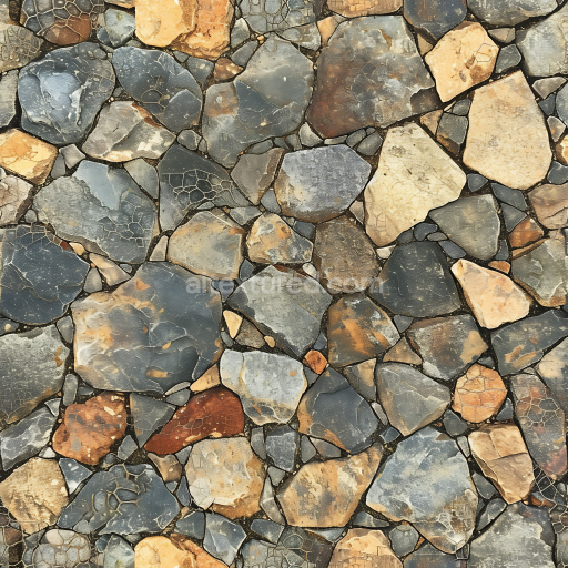 Seamless 3D stone PBR texture featuring natural multicolor rocky ground