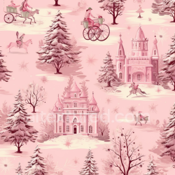 seamless Seamless 3D PBR Texture of Pink Vintage Christmas Digital Paper with Classic Holiday Motifs texture 8k free download PBR
