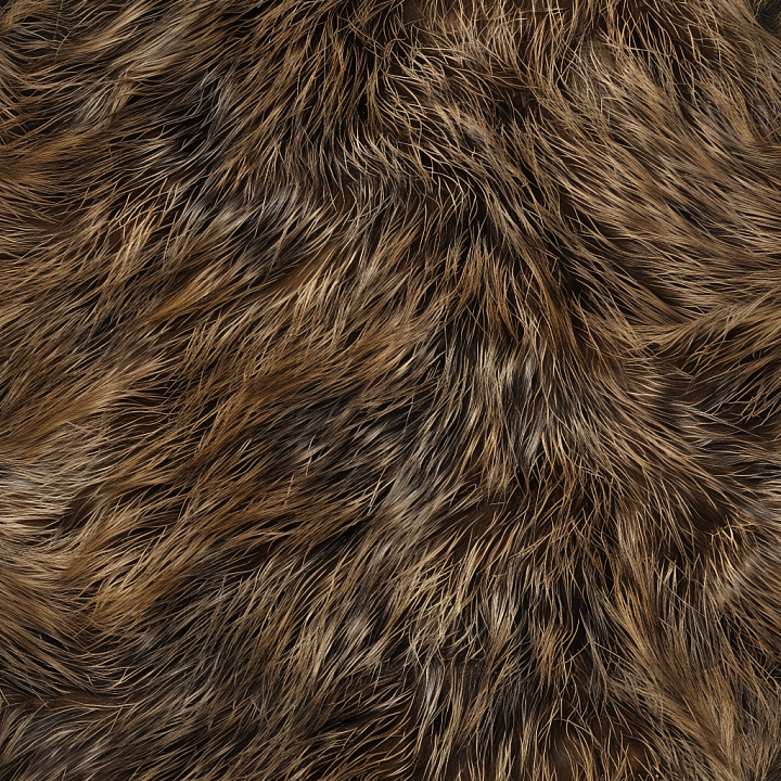 Brown Long Fur Leather with Realistic Hair Detail seamless PBR texture preview