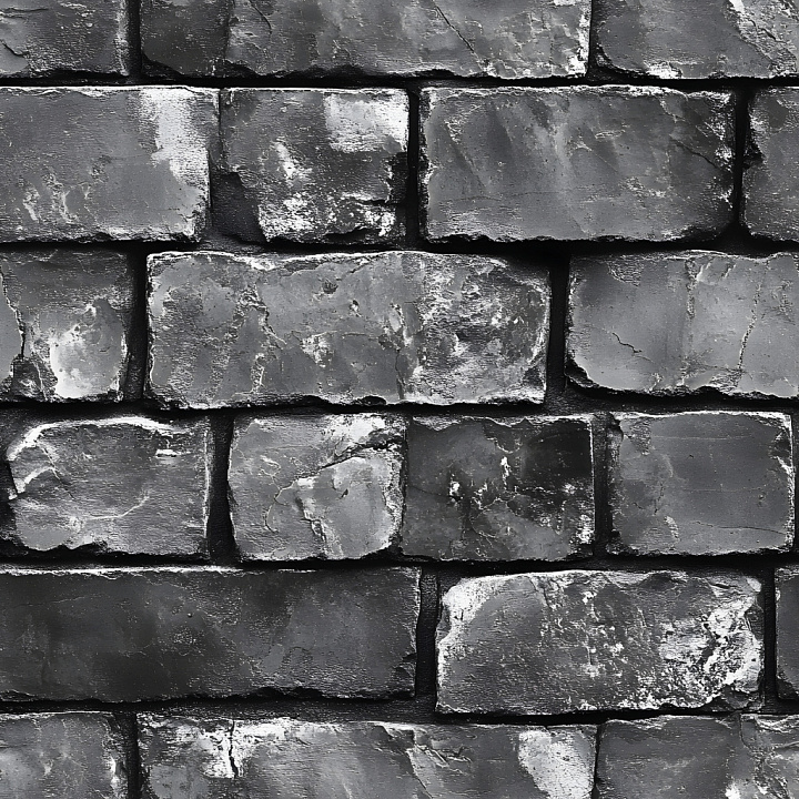 Cracked Dark Gray Brick Wall with Weathered Surface seamless PBR texture preview