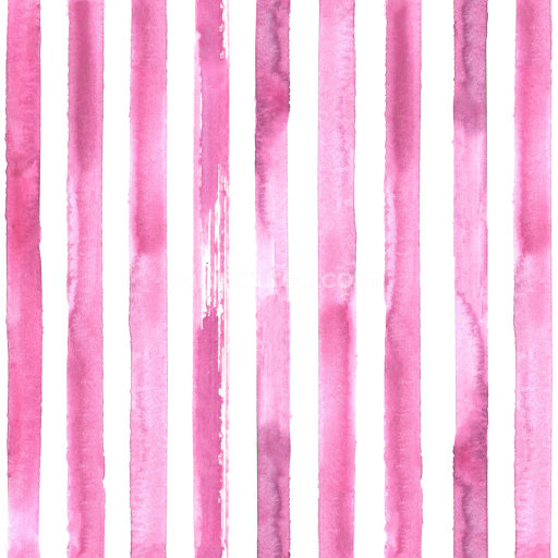 Seamless 3D PBR Texture of Watercolor Pink Vertical Stripes on White Background