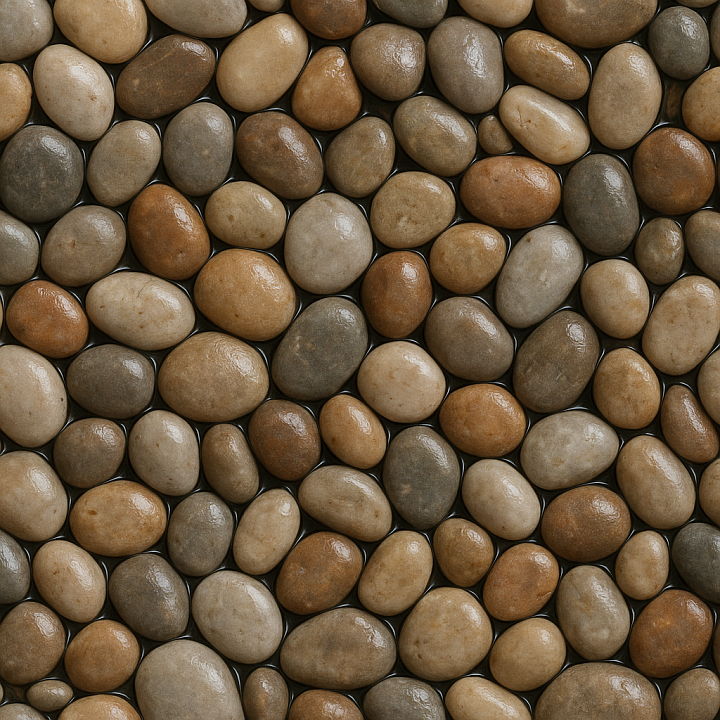 River Pebbles Rounded Wet Look seamless PBR texture preview