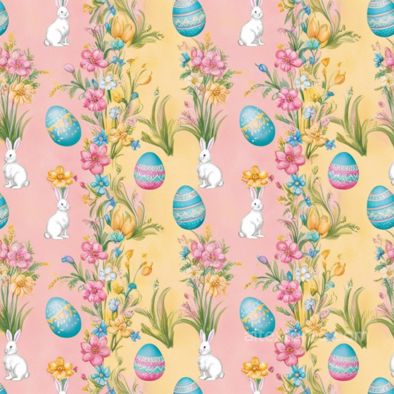 All Easter Digital paper Texture of Easter Floral Pattern with Eggs and Rabbits All Easter Digital paper texture preview