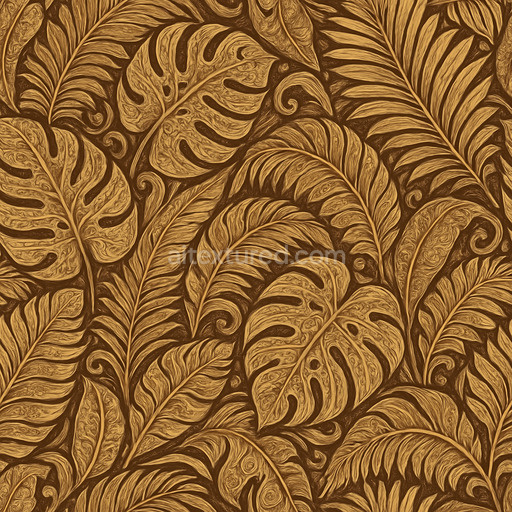 Ornate Tropical Leaves Texture Seamless 1024X1024