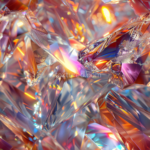 Seamless 3D PBR Texture Featuring Crystal-Glossy Transparent Facets with Multicolor Highlights