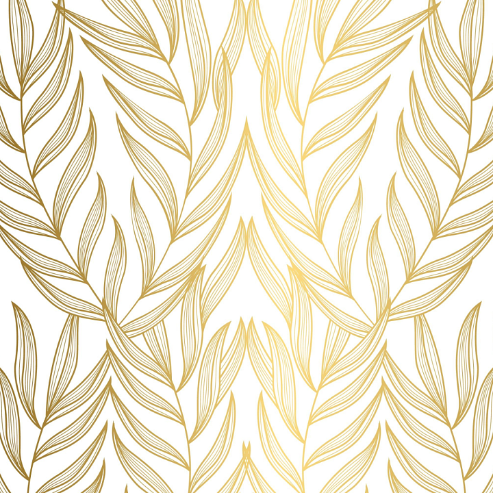 White Fabric with Elegant Gold Leaf Pattern seamless PBR texture preview