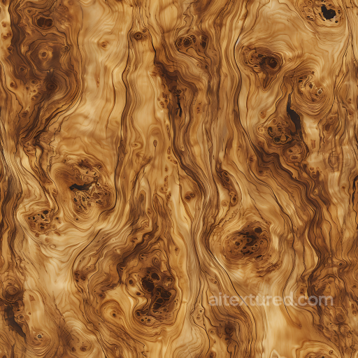Burl Wood PBR Texture with Rich Swirling Grain and Knots seamless Wood PBR texture