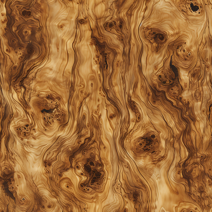 Burl Wood with Rich Swirling Grain and Knots seamless PBR texture preview