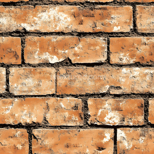 Seamless 3D Cracked Brick Wall PBR Texture with Weathered Red-Orange Bricks