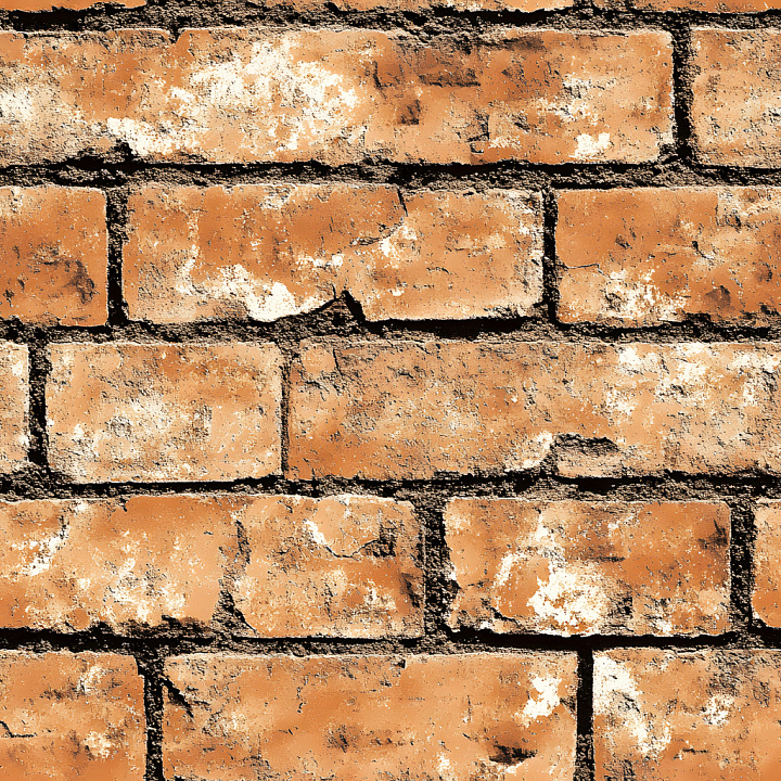 Cracked Brick Wall with Weathered Red-Orange Bricks seamless PBR texture preview