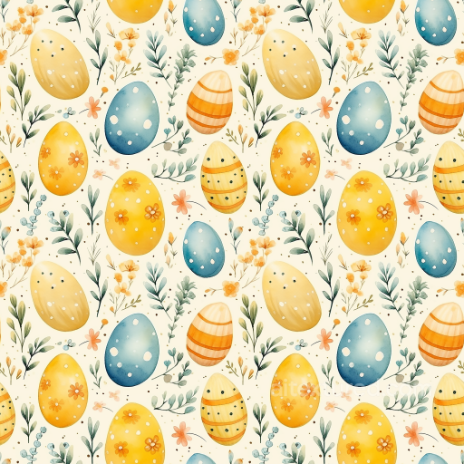 With Colorful Watercolor Easter Eggs And Floral Accents seamless All Easter Digital paper PBR texture