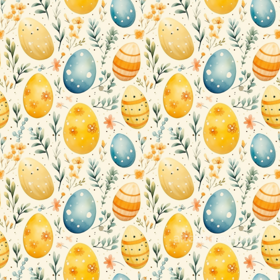 With Colorful Watercolor Easter Eggs And Floral Accents All Easter Digital paper texture preview