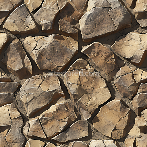 Seamless 3D PBR Texture of Cracked Desert Stone Ground with Earthy Tones