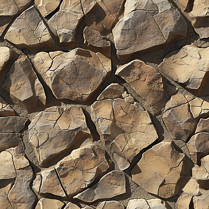Cracked Desert Stone Ground with Earthy Tones seamless PBR texture preview