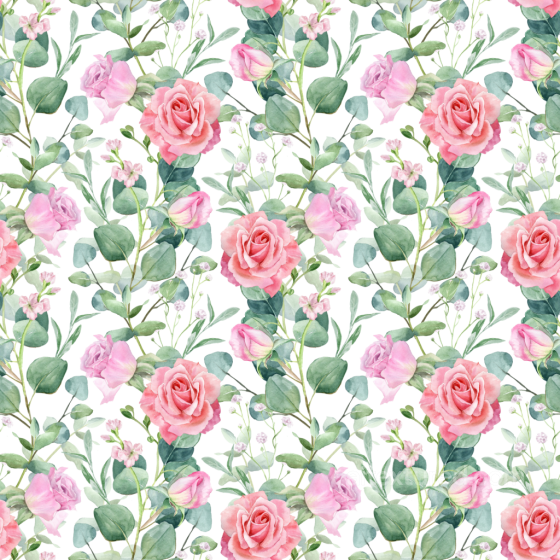 Watercolor Floral Pattern Texture with Pink Roses and Greenery Floral texture preview
