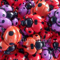 seamless Seamless 3D Inflated Glossy Vinyl Ladybug Pattern PBR Texture in Red and Lilac texture 8k free download PBR