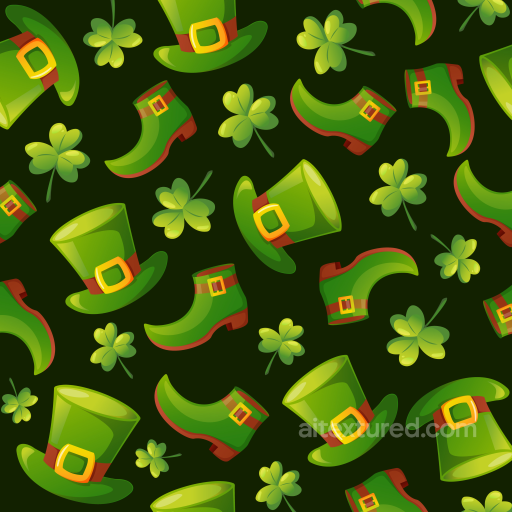 Digital Paper Texture With St Patrick Green Hats, Shoes, And Clovers seamless St patrick digital paper bundle PBR texture