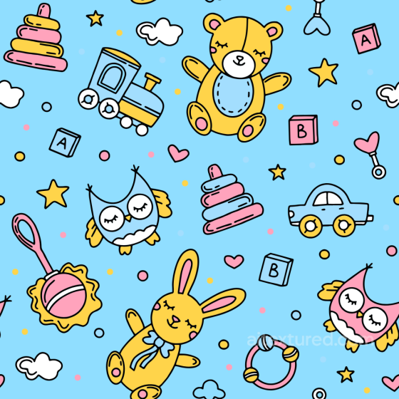 Baby Toy Pattern Texture With Pastel Blue Background Baby Boy texture preview