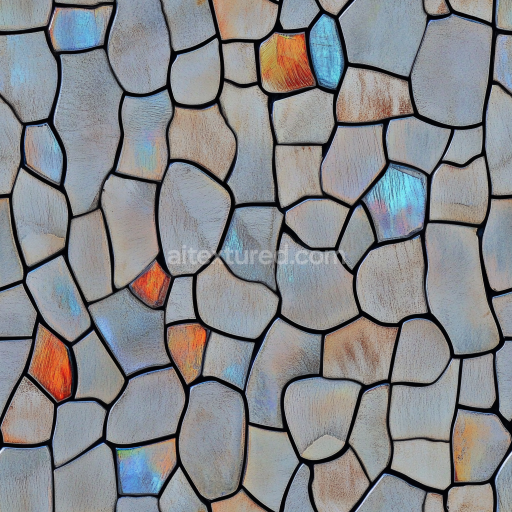 Seamless 3D PBR Texture of Irregular Iridescent Ceramic Mosaic with Glossy Finish texture preview