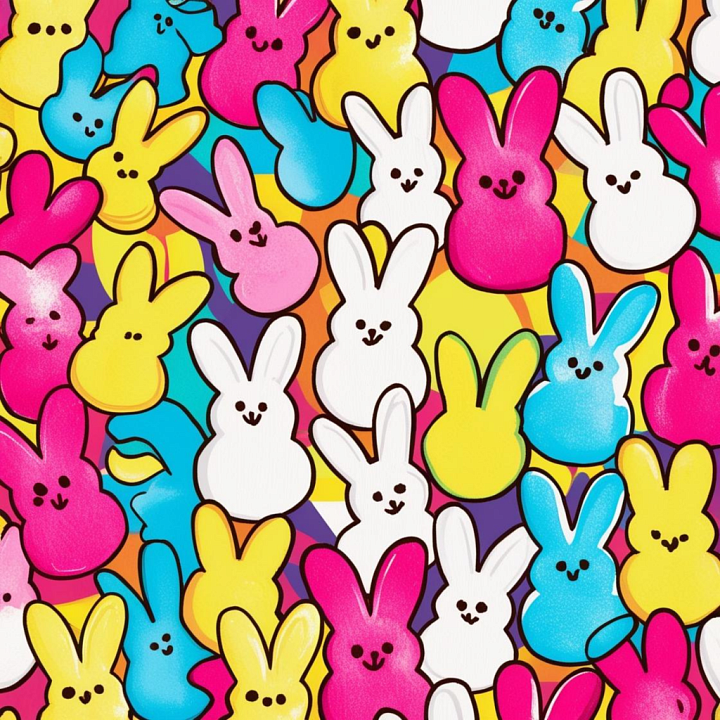 All Christmas Digital paper of Colorful Marshmallow Bunny Pattern Digit… seamless PBR texture preview